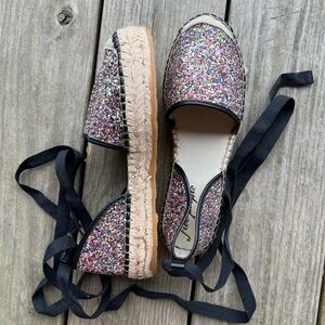 Free People Glitter Lace Up Espadrilles